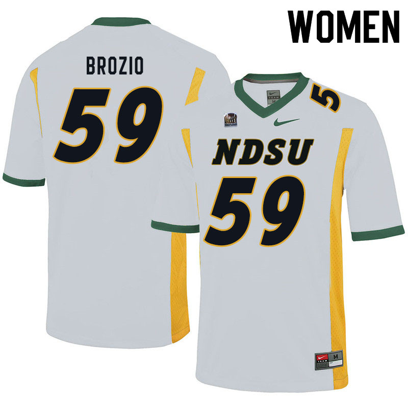 Women #59 Hunter Brozio North Dakota State Bison College Football Jerseys Sale-White